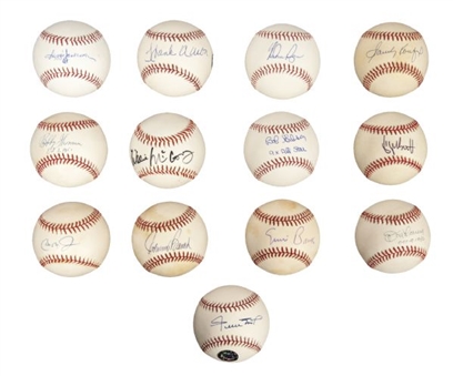 Lot of (13) Hall of Famers and Stars Single-Signed Baseballs With Koufax, Aaron, and Mays